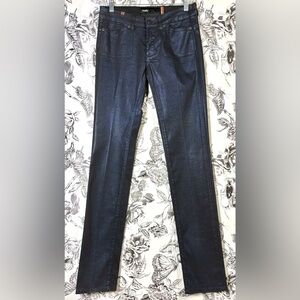 Notify Navy Blue Shimmer Stretch Cotton Straight Leg Jeans, Sz 27/4 Long